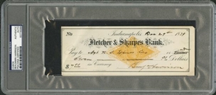 Benjamin Harrison Signed Check Dated December 29, 1879